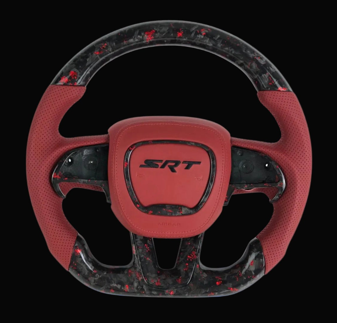 Dodge Charger/Challenger Forged Carbon fiber w/ Red flakes steering wheel