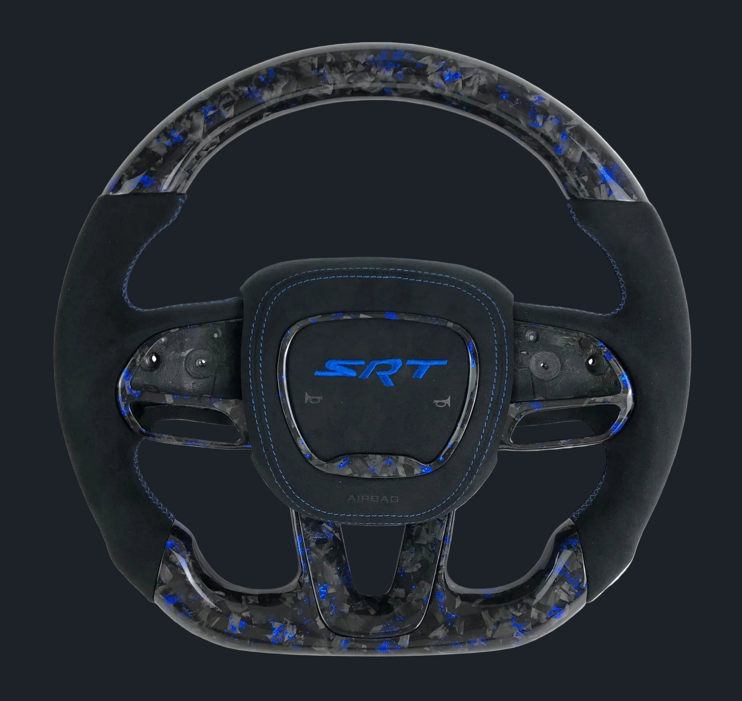 Dodge Charger/Challenger Custom Forged with blue flakes alcantara steering wheel