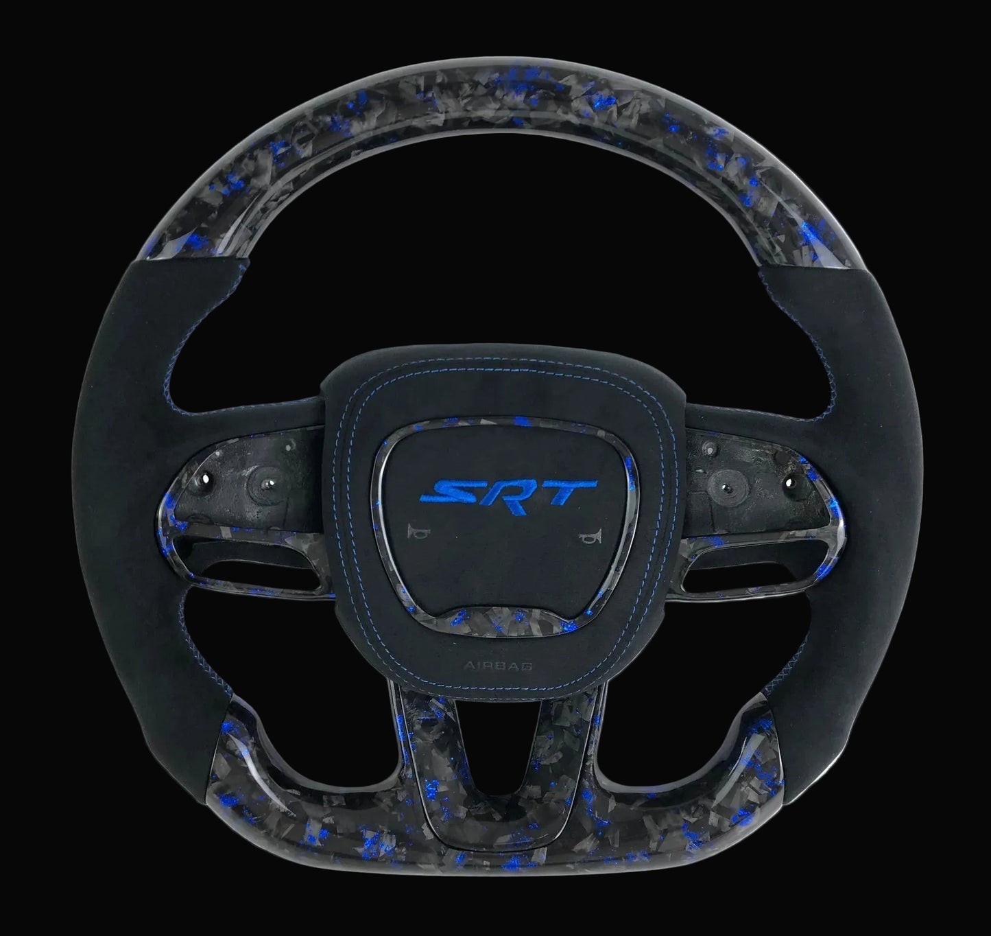 Dodge Charger/Challenger Custom Forged with blue flakes alcantara steering wheel