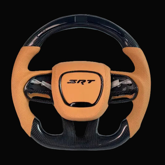 Dodge Charger/Challenger Carbon fiber steering wheel w/ LED (Orange)
