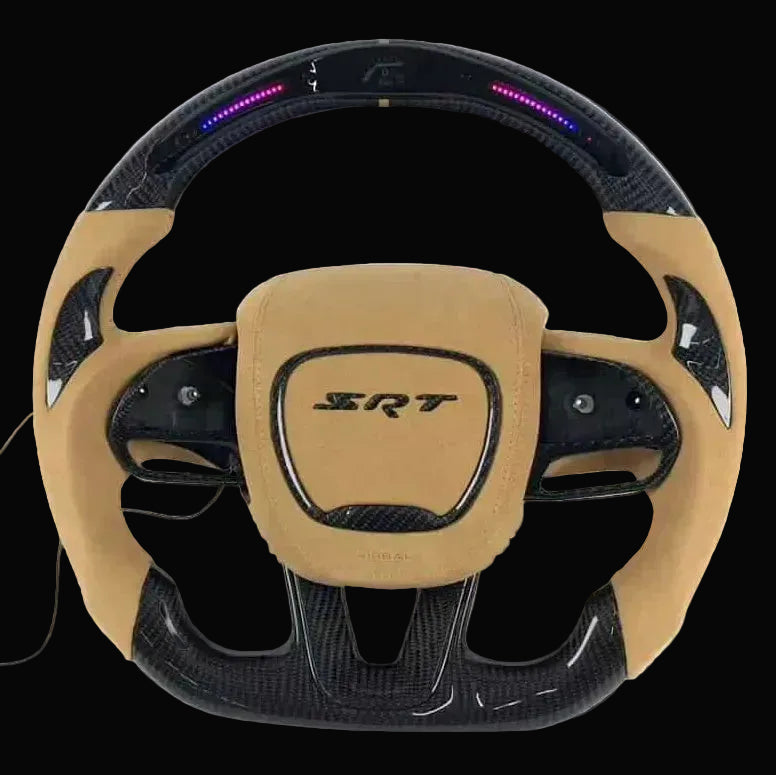 2015-2024 Dodge Charger/Challenger Peanut Butter LED Custom Carbon Fiber Steering Wheel