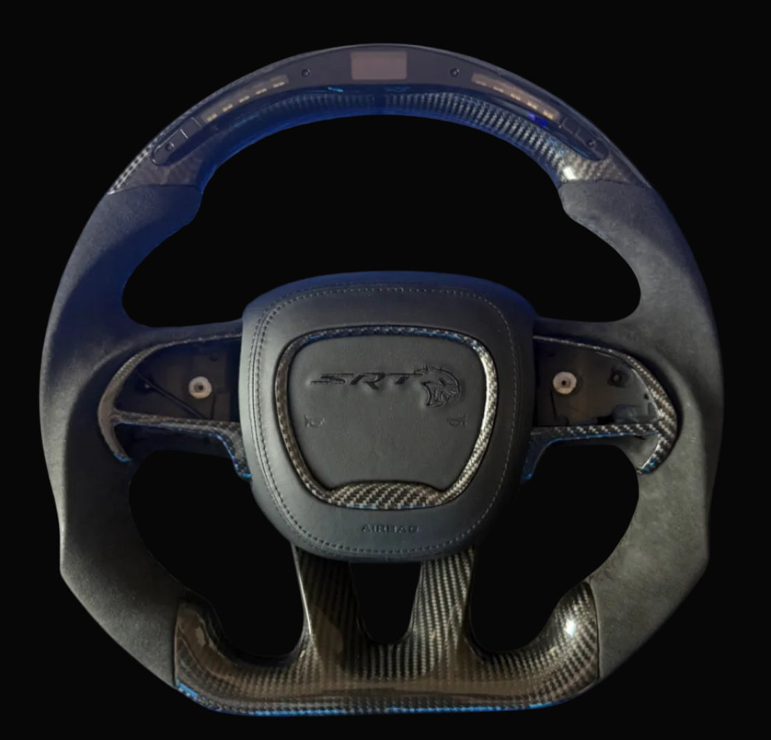 2015-2023 Dodge Charger / Challenger / Scatpack / SRT / Custom LED Carbon Fiber Steering Wheel with Paddles