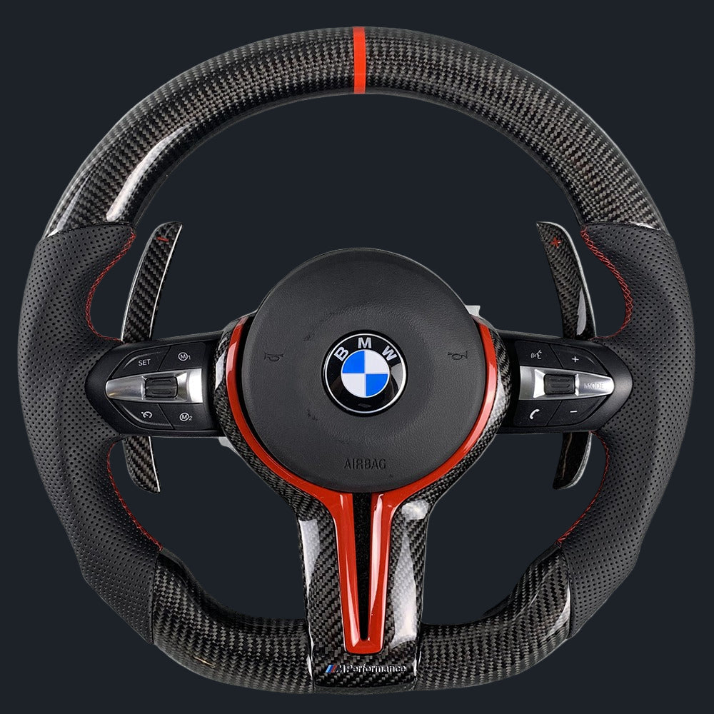 F series Carbon fiber steering wheel w/ Paddle shifters (Red Style)