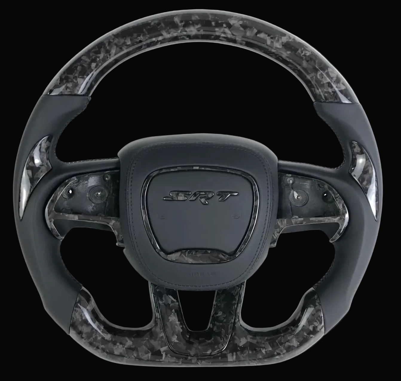 Dodge Charger/Challenger forged carbon fiber w/ smooth leather steering wheel