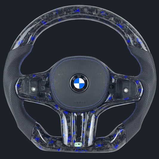 BMW G Series Forged Carbon fiber Steering wheel w/ Blue flakes