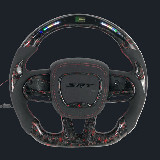 Dodge Charger/ Challenger LED Forged Carbon fiber steering wheel w/ Alcantara leather