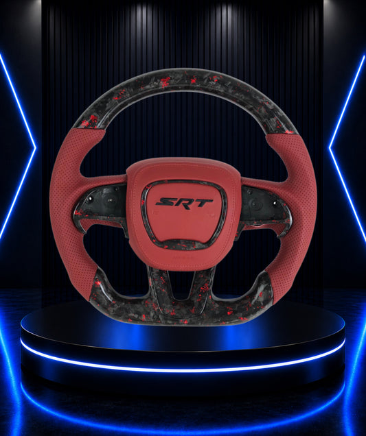 Dodge Charger/Challenger Forged Carbon fiber w/ Red flakes steering wheel