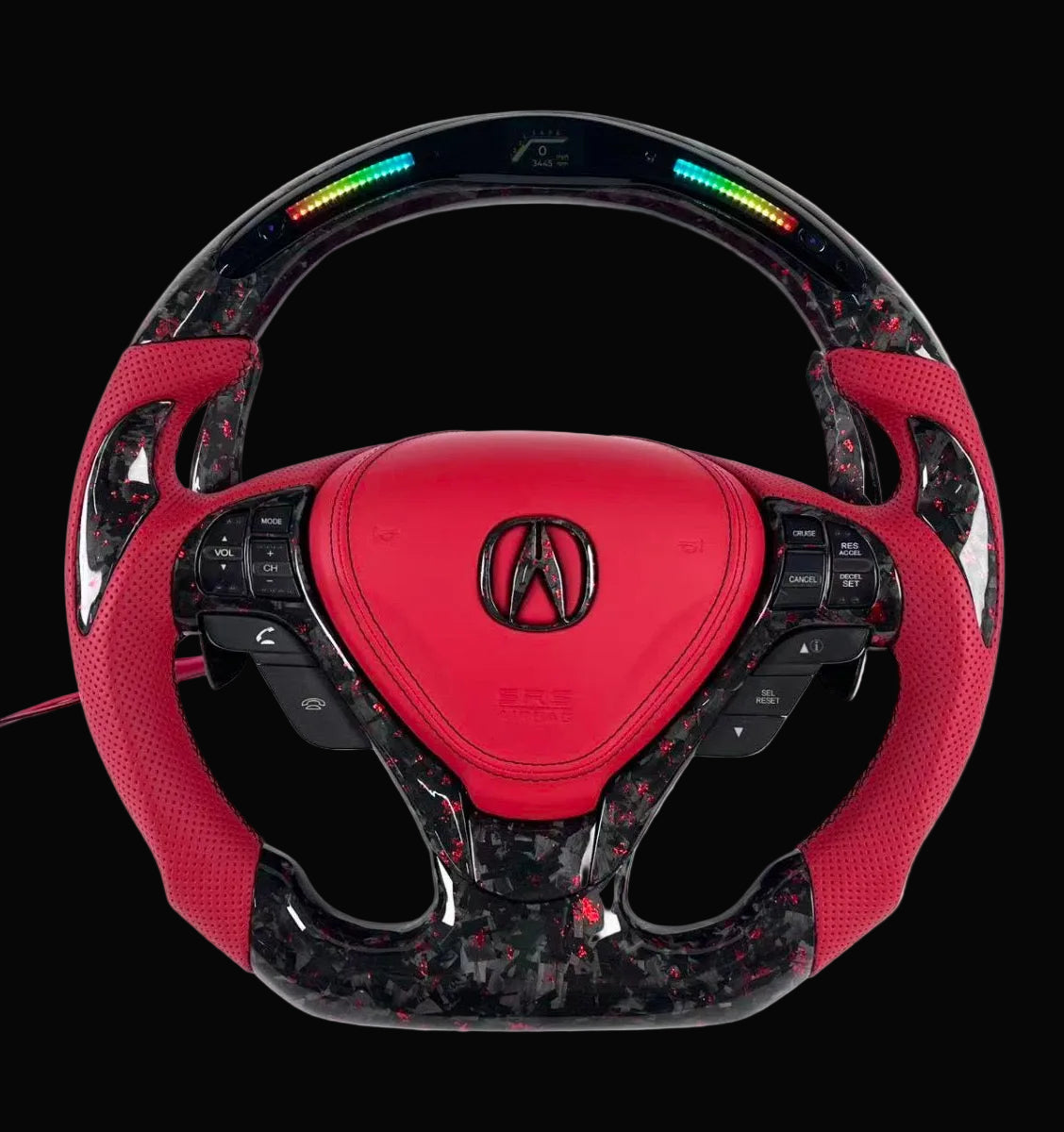 Acura TL Forged Carbon Fiber Red Flakes LED Steering Wheel