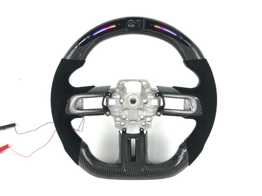 Ford Mustang LED carbon fiber steering wheel w/ alcantara leather