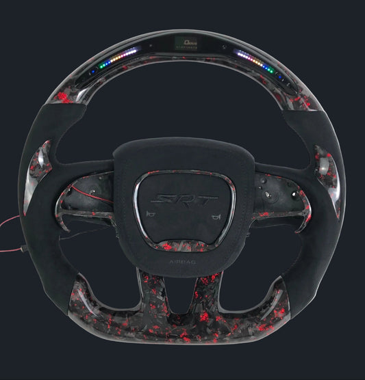 Dodge Charger/Challenger Custom LED Forged Carbon Fiber Steering Wheel with Alcantara