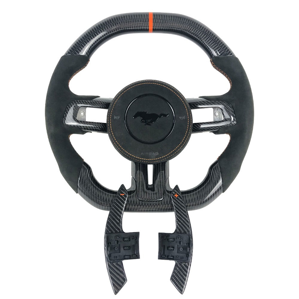 Ford Mustang alcantara Carbon fiber steering wheel w/ Paddle shifters