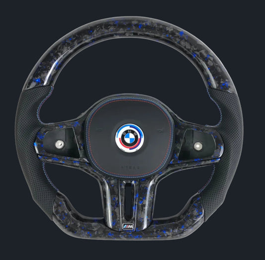 BMW G series Custom Forged Carbon fiber steering wheel w/ blue flakes