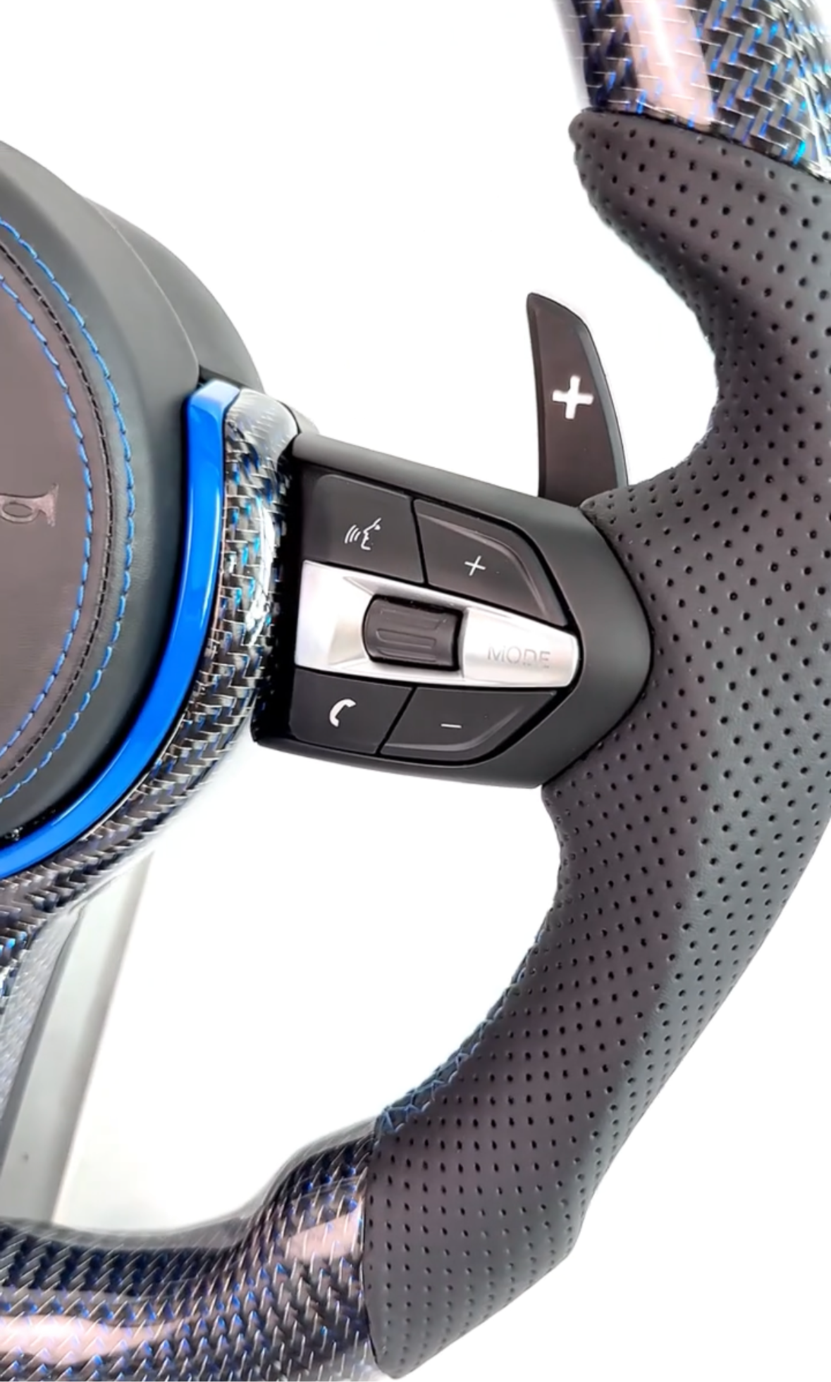 BMW M blue style Carbon fiber steering wheel w/ Airbag, Buttons, & paddles