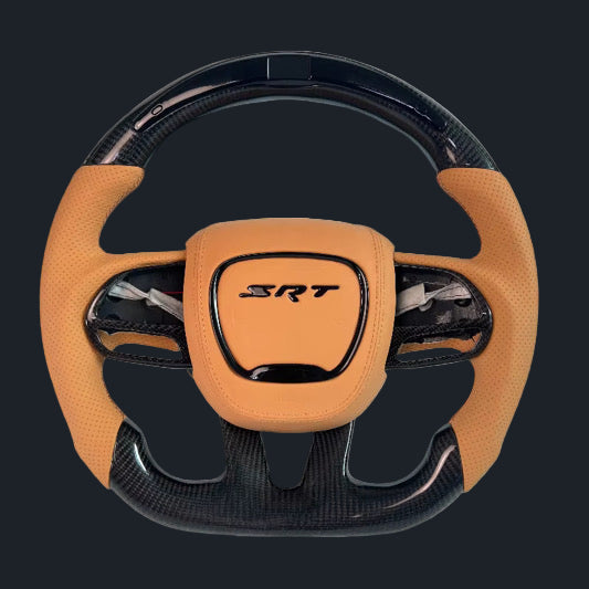 Dodge Charger/Challenger Carbon fiber steering wheel w/ LED (Orange)