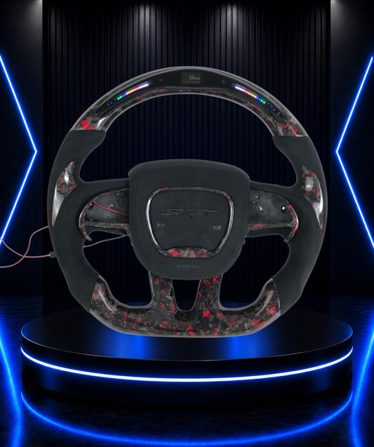 Dodge Charger/Challenger Custom LED Forged Carbon Fiber Steering Wheel with Alcantara
