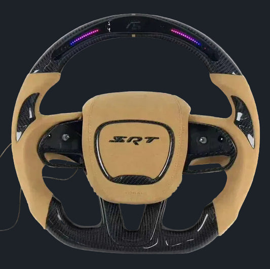 2015-2024 Dodge Charger/Challenger Peanut Butter LED Custom Carbon Fiber Steering Wheel