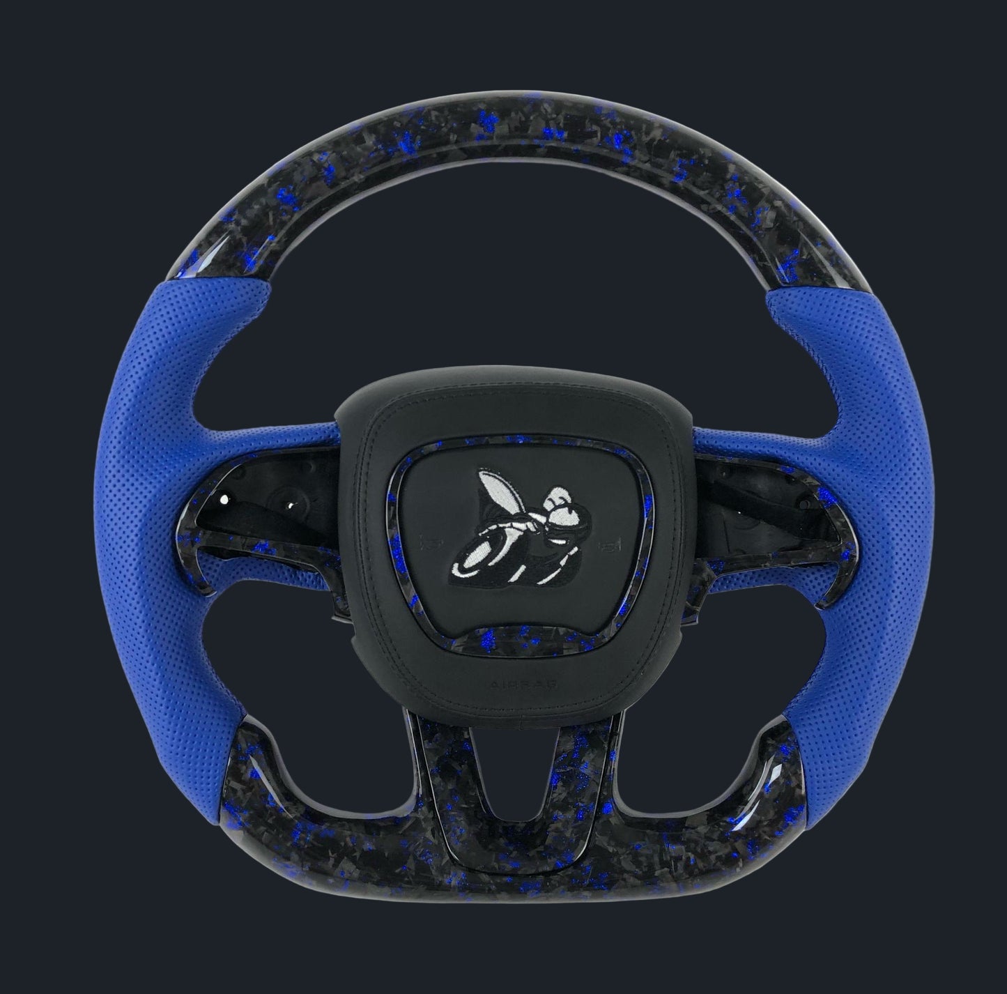 Scat pack Forged carbon fiber steering wheel w/ blue flakes
