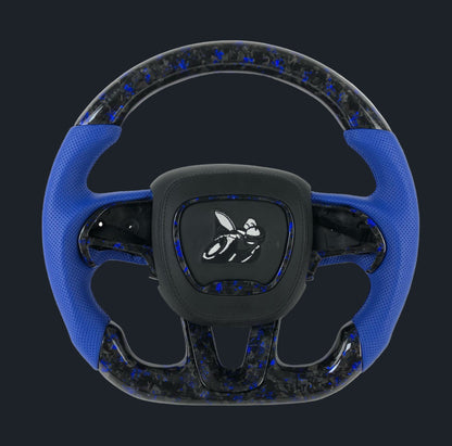 Scat pack Forged carbon fiber steering wheel w/ blue flakes