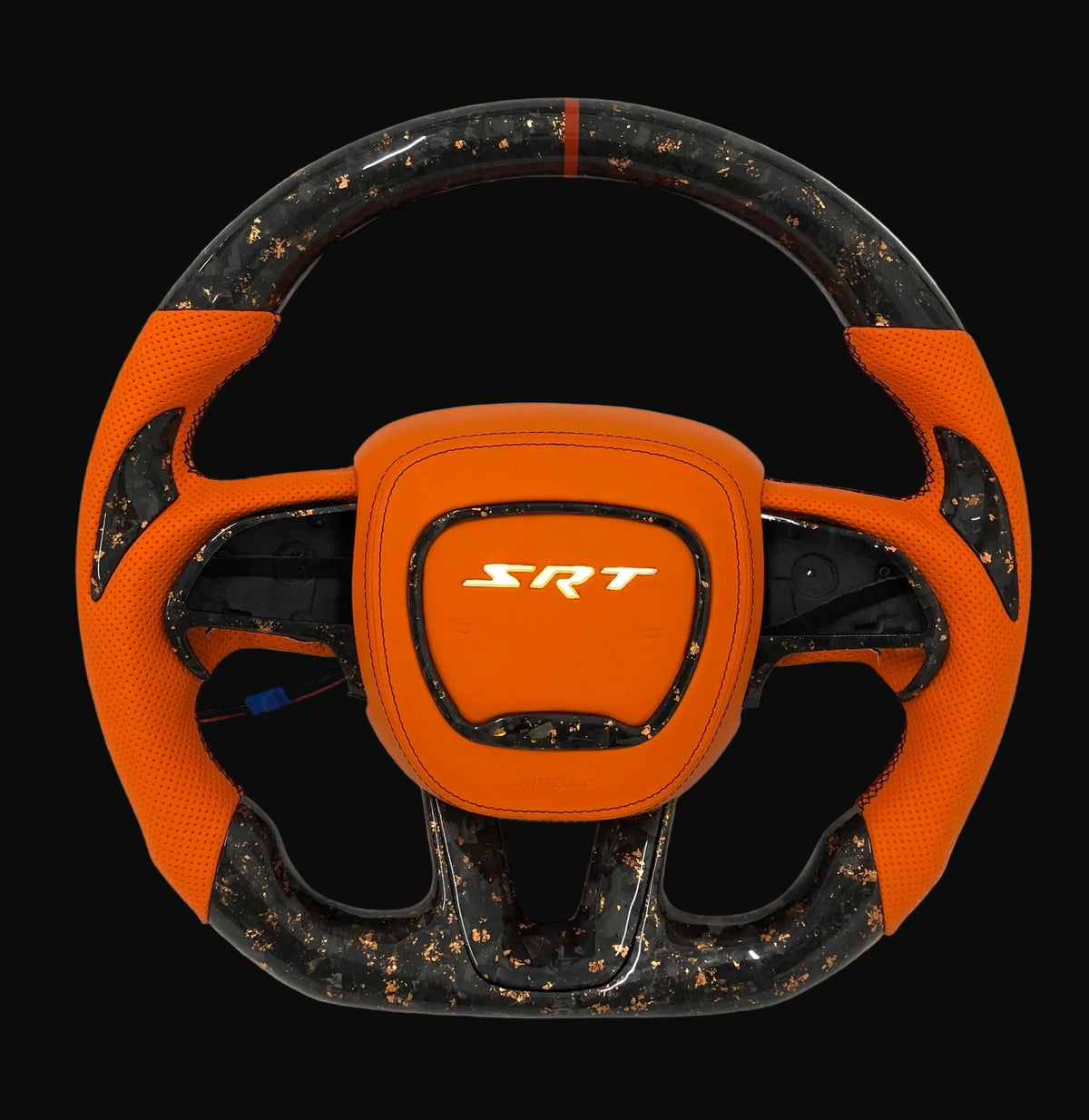 2015-2024 Dodge Charger/Challenger Orange/Gold Flakes LED Custom Carbon Fiber Steering Wheell