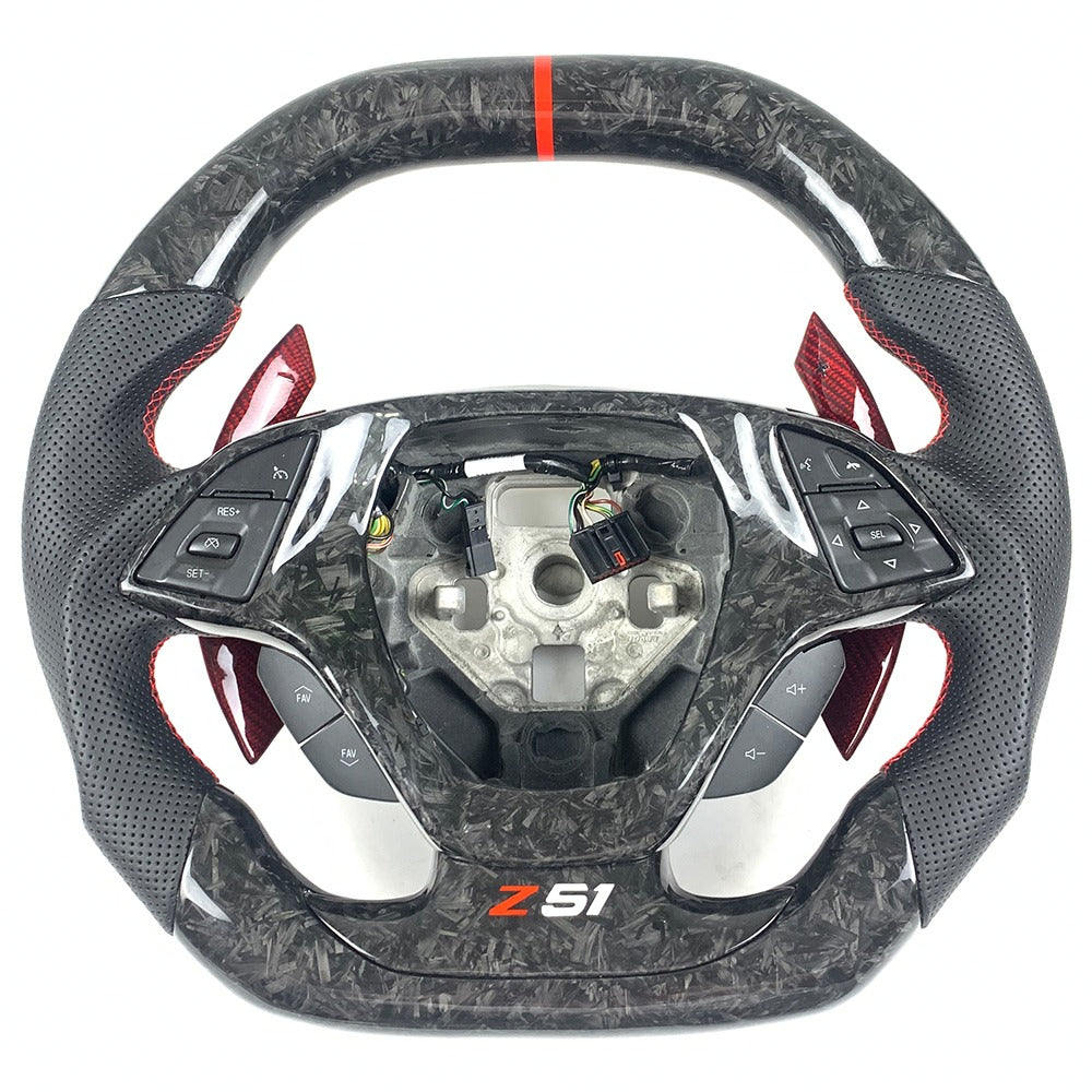2014-2019 Chevrolet C7 Corvette Customizable Carbon Fiber Steering Wheel | DeLucaCustoms
