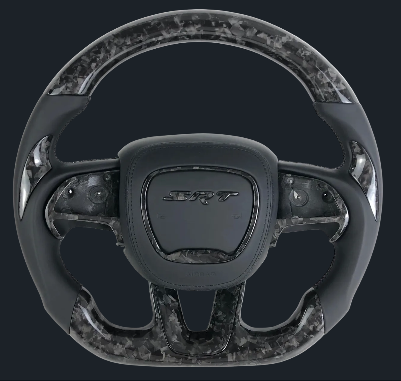 Dodge Charger/Challenger forged carbon fiber w/ smooth leather steering wheel