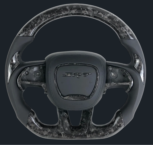 Dodge Charger/Challenger forged carbon fiber w/ smooth leather steering wheel