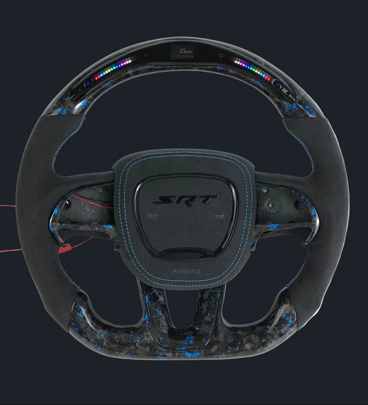 Dodge Charger/ Challenger Custom LED Forged Carbon Fiber w/ Blue Flakes Steering wheel