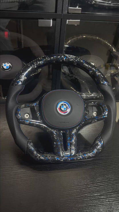 BMW G series Custom Forged Carbon fiber steering wheel w/ blue flakes